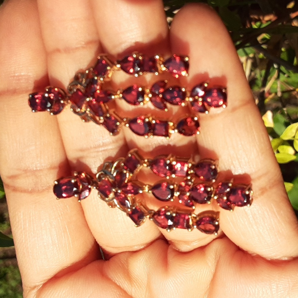 925 Genuine Mozambique Garnet Chandler Earrings. FIRM. - Picture 15 of 16